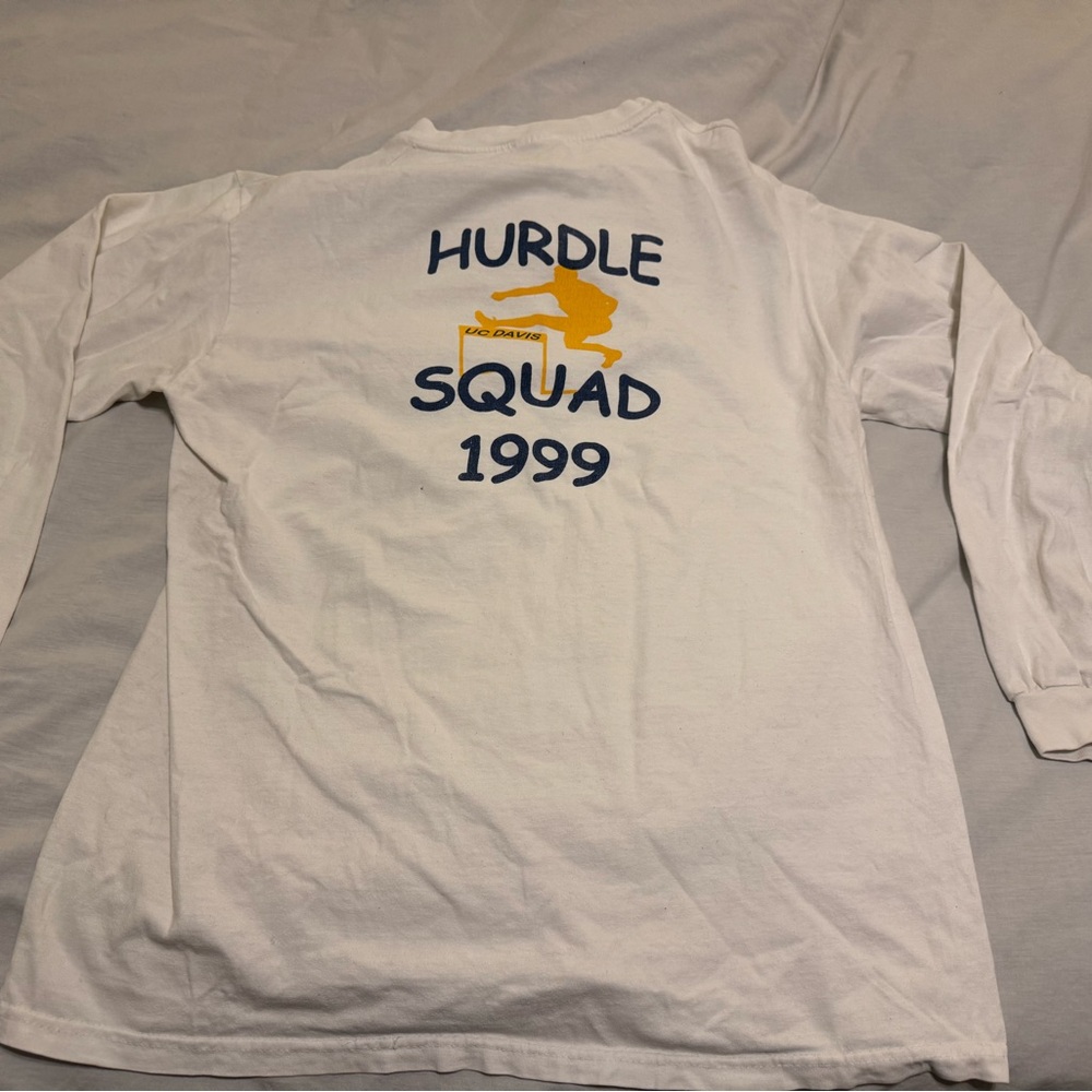 UC Davis White Long-Sleeve 'Track & Field' 1999 Hurdler long sleeve